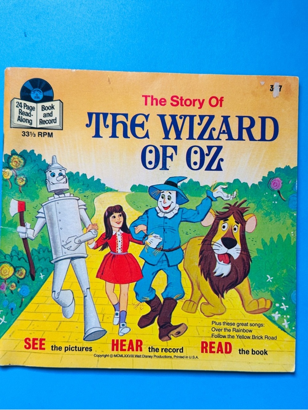 Walt Disney The Wizard of Oz 1977 Read-Along 24p Book & 7” Vinyl record